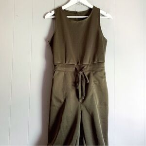OLIVE GREEN Polyester Sporty Sleeveless Jumpsuit L